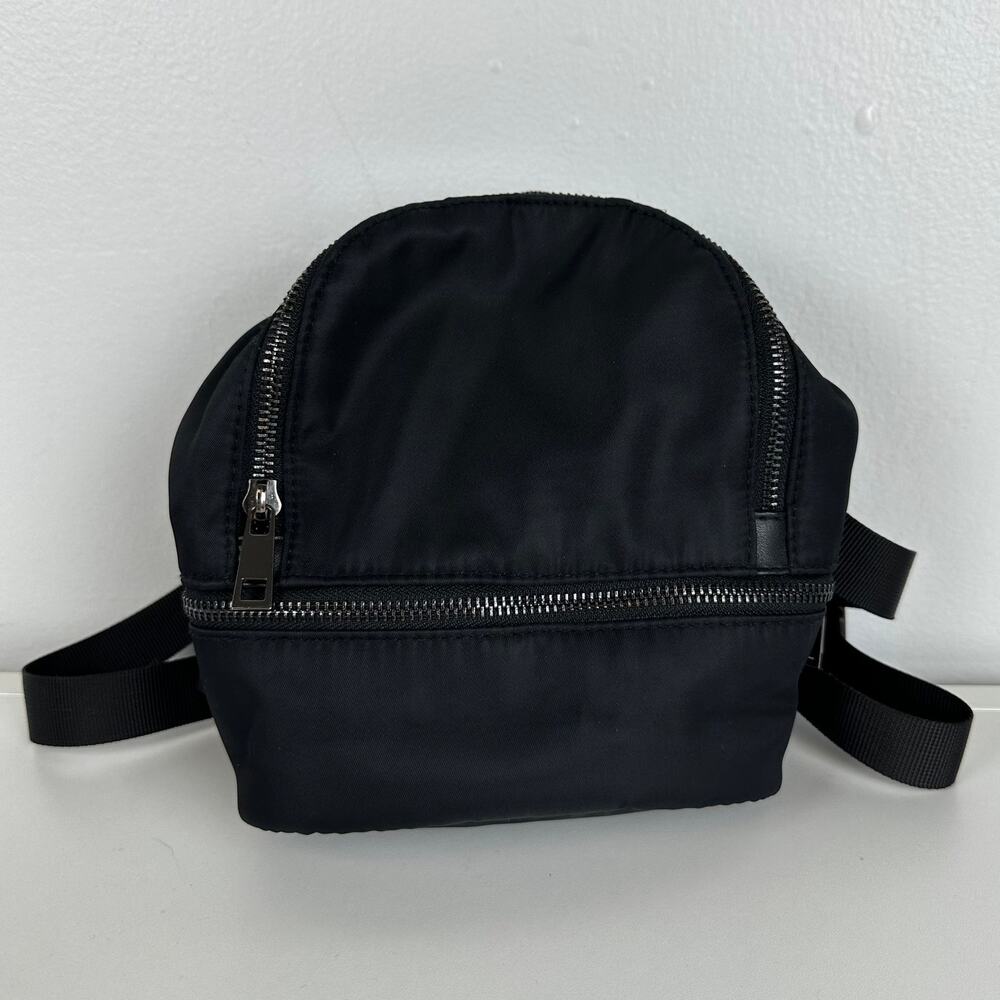 Mini Womens Lightweight Everyday Adjustable Strap Nylon Solid Black Backpack